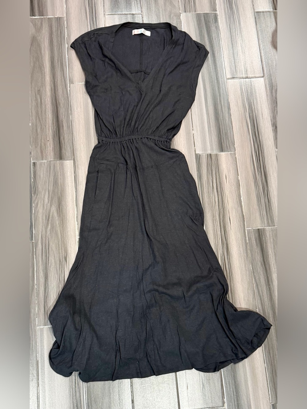 FP Beach Black V-Neck Maxi Dress with Elastic Waist
